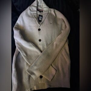 Tommy Hilfiger Men's Cream Cardigan Sweater
